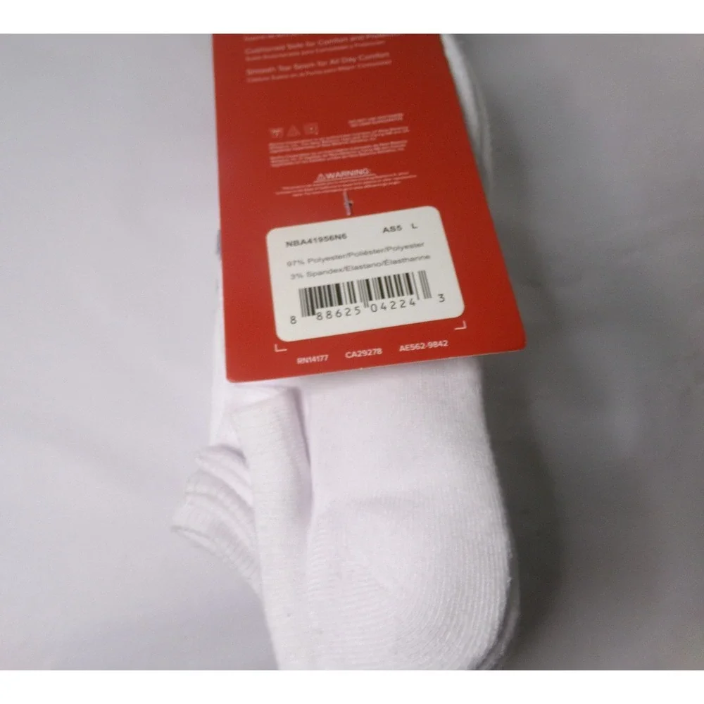 New Balance Men's Cushioned No Show Socks White 6 Pair Pack Size L